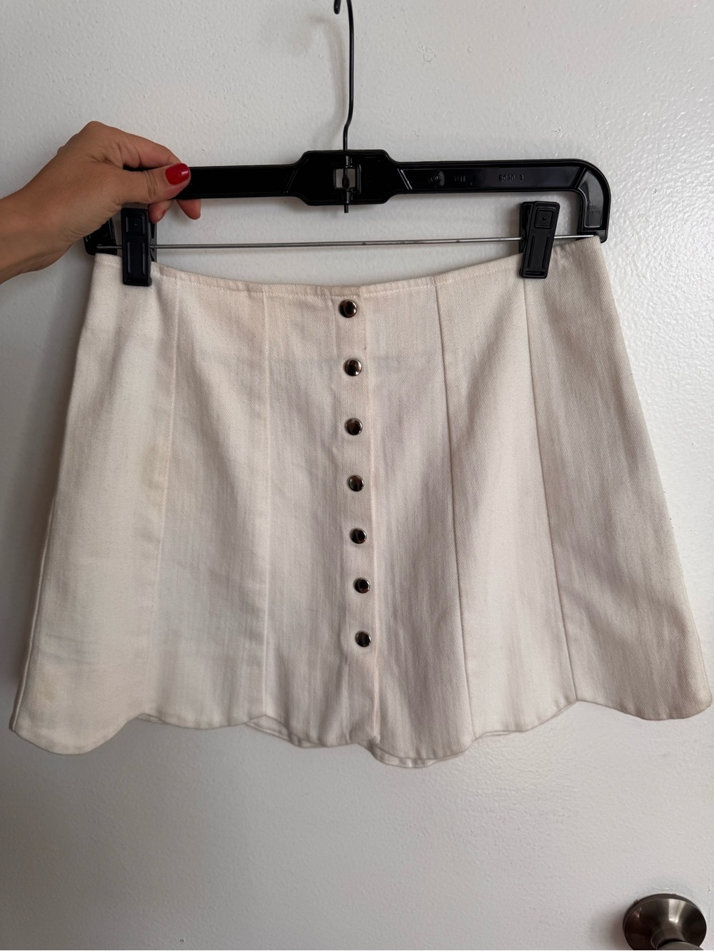 Reformation Cream Button-Front Mini Skirt